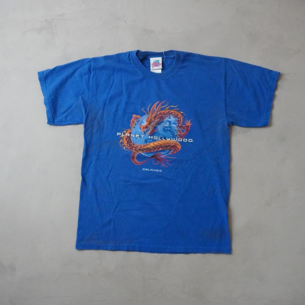 Vintage Planet Hollywood T-Shirt Medium Mens 90s Blue Dragon Orlando